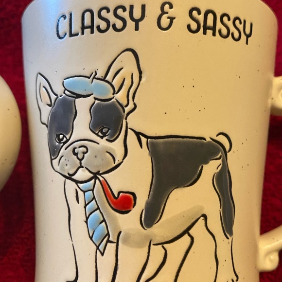 Spectrum Designz Pair 17oz French Bulldog Mugs French Kisses Classy & Sassy NWT - Picture 9 of 10